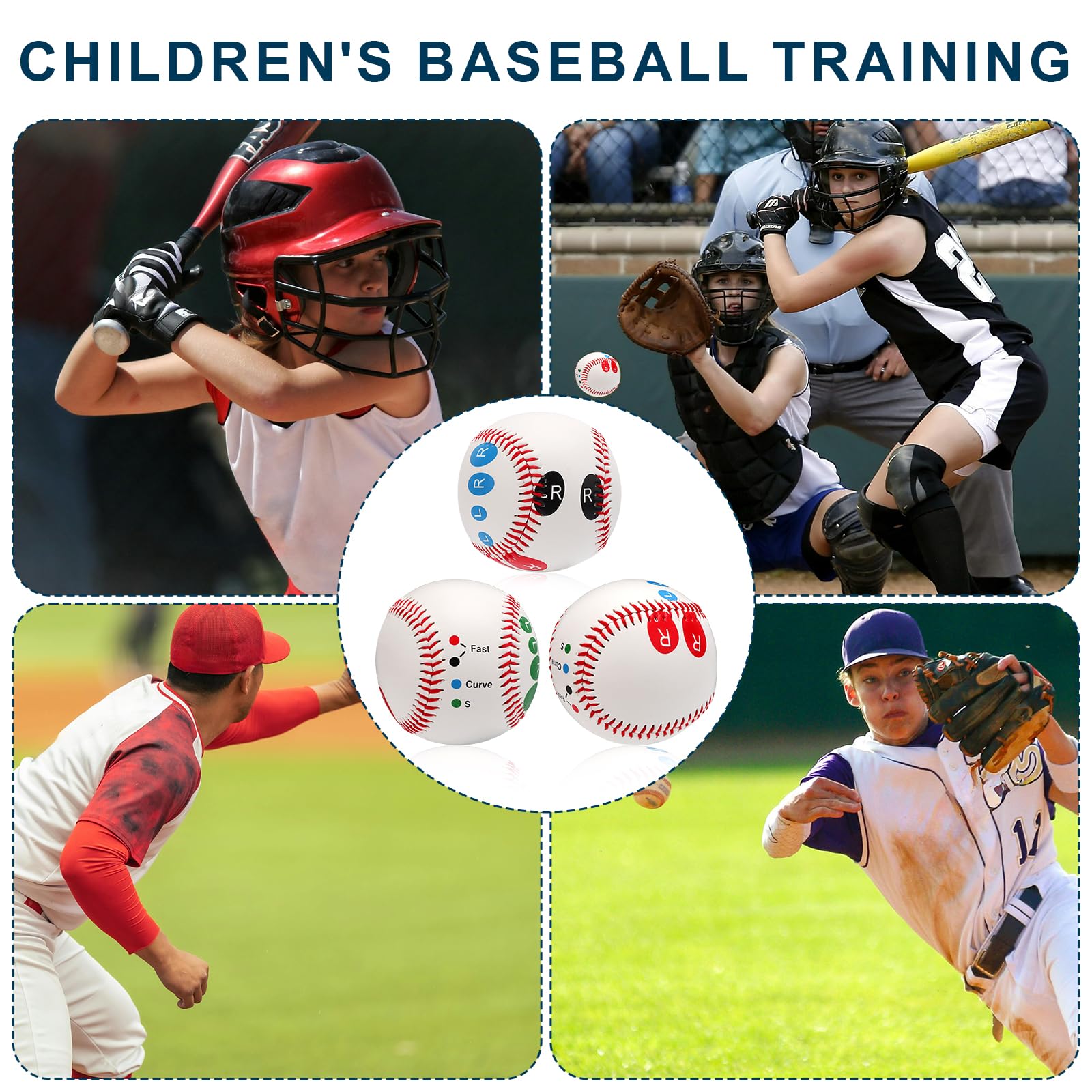 3 Pezzi di Palle Allenamento basebal, Allenamento di Baseball con Posizionamento Delle Dita Attrezzatura per l'Allenamento di Baseball per Principianti per Imparare le Prese da Baseball