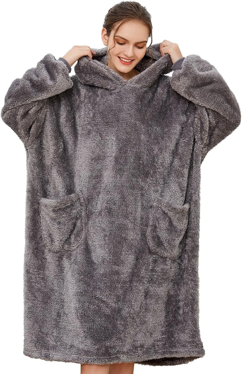 CMTOP Manta Mujer De Sudadera con Capucha Calentita Grande Pullover Manta de TV Hombres Y Mujeres Suave Color SóLido Invierno Talla úNica