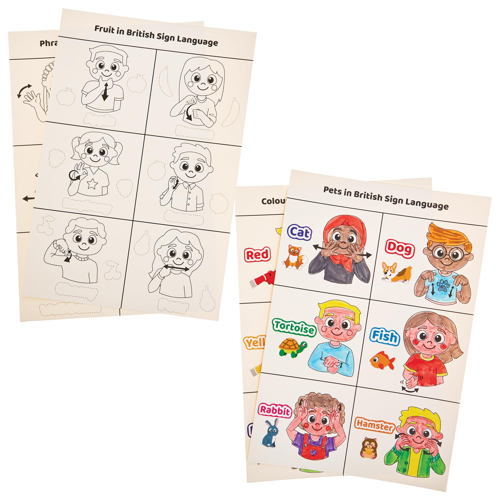 Baker Ross FN117 Learn Sign Language Sticker Scenes - Pack of 4, STEM Teaching Learning Aids for Schools and Classrooms