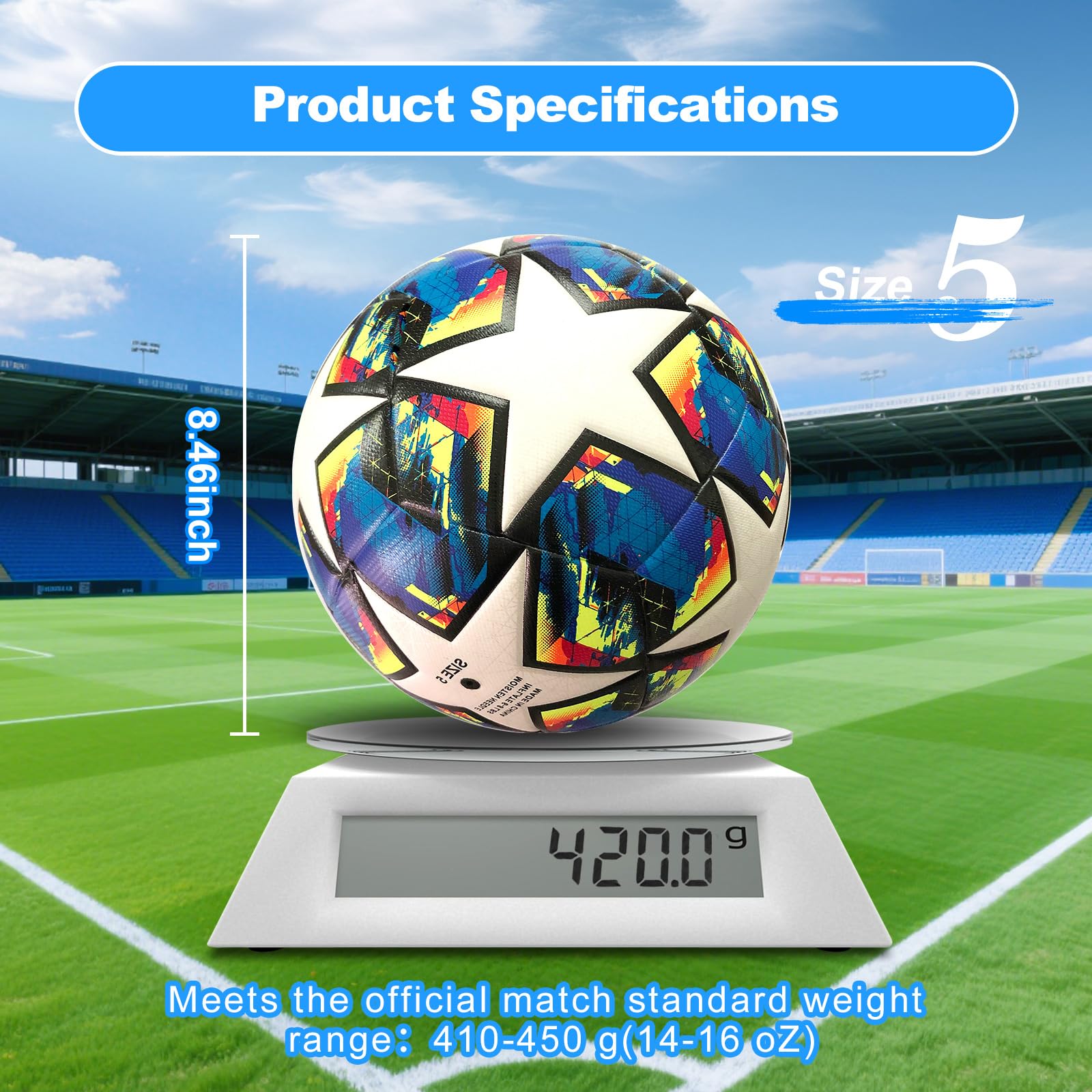 Fxznacbh Fussball Em Fussball 2024 Ball Fußball Fans Artikel Fussball-Liebhaber Geburtstag Geschenk Regelmäßige Nr. 5 Ball Football mit Pumpe