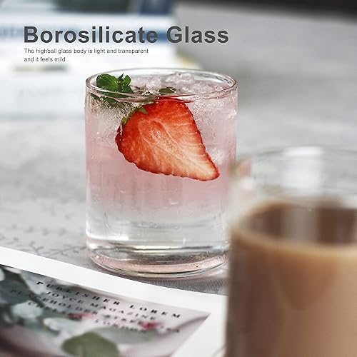 Miniatura 7 de Juego de 4 vasos de cóctel finos de 15 onzas, vasos de bola baja para agua, jugo, leche, cócteles, cerveza y más, cristalería de bar elegante, vasos