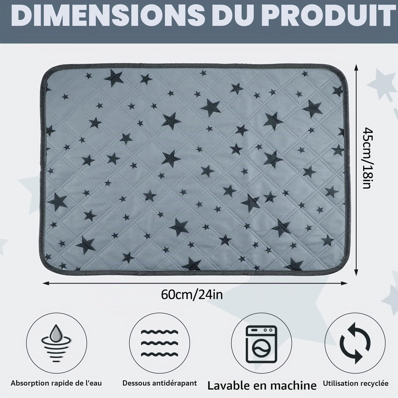 Namalu 8 Tapis Pipi Lavables Doublures de Cage Cochon d'Inde Tapis de Dressage Réutilisables Antidérapants Absorbants Literies en Polaire Cochon d'Inde en Vrac avec Motifs d'Étoile (45 x 60 cm)