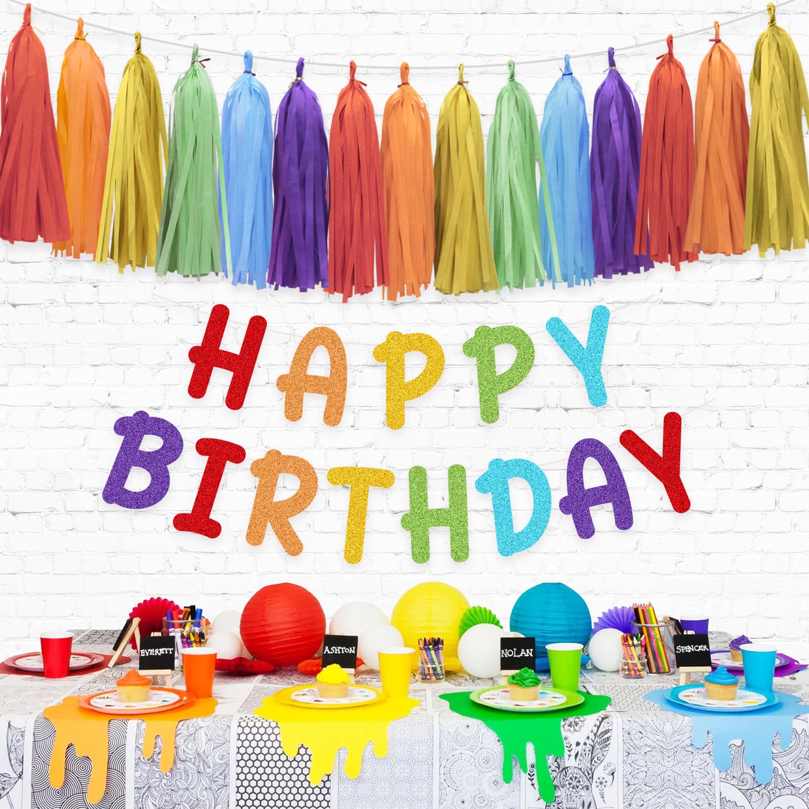 13ft Waterproof LED Happy Birthday Banner – Pre-Assembled Iridescent Letters, Battery Powered, Rainbow Party Decor For Night - View #3