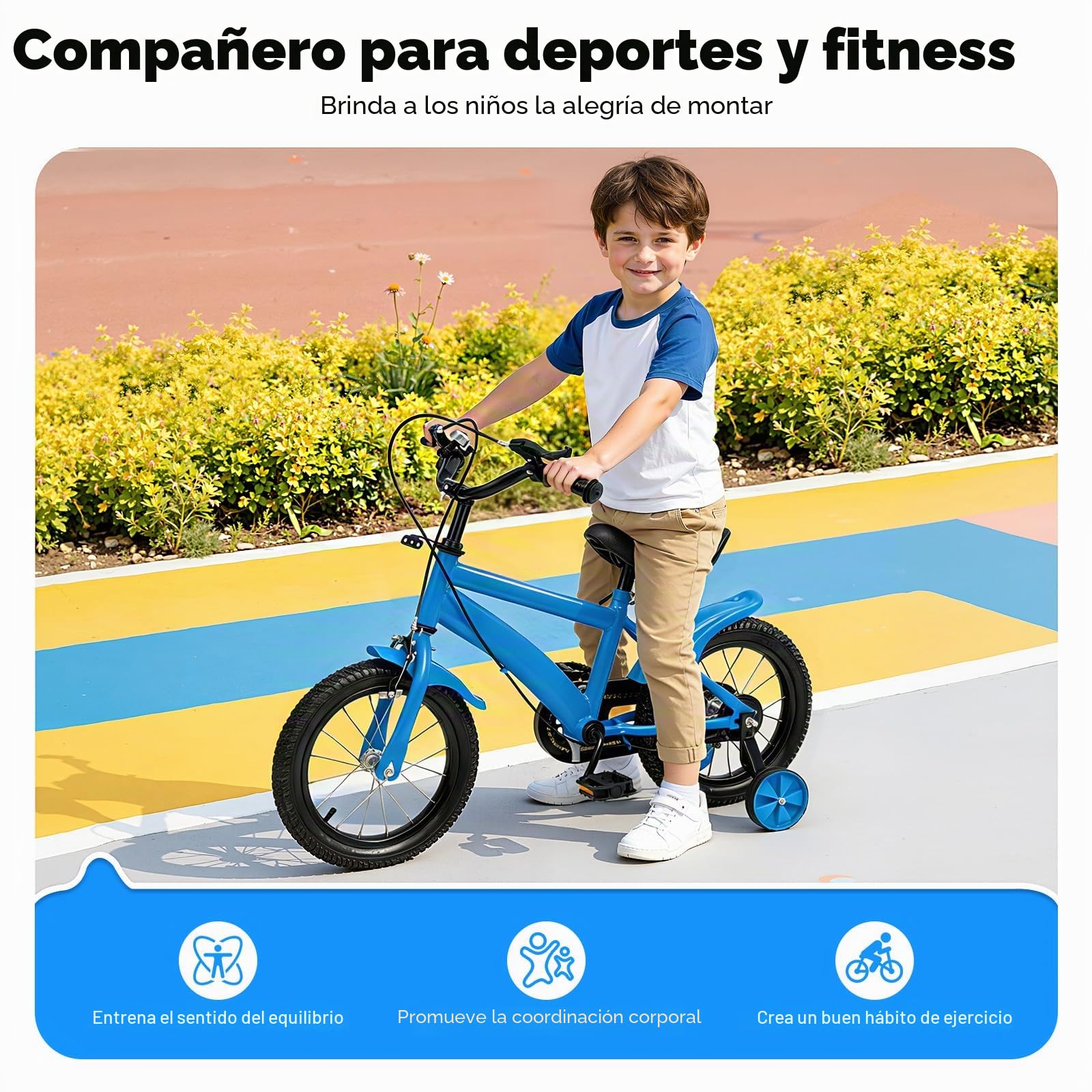 Bicicleta infantil de 14 pulgadas para niños y niñas, aleación de acero al carbono, con ruedas estabilizadoras para ajustar la altura, bicicleta para niños a partir de 3-6 años, vehículos de