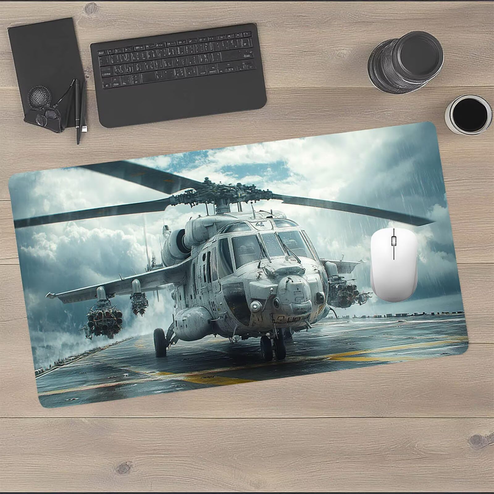 Podkładka pod mysz xxl 1000 x 500 x 3 mm helikoptery biurko mata do gier mata biurkowa do gier szyte krawędzie trwała i wodoodporna konstrukcja z antypoślizgową gumową podstawą do bezprzewodowej myszy
