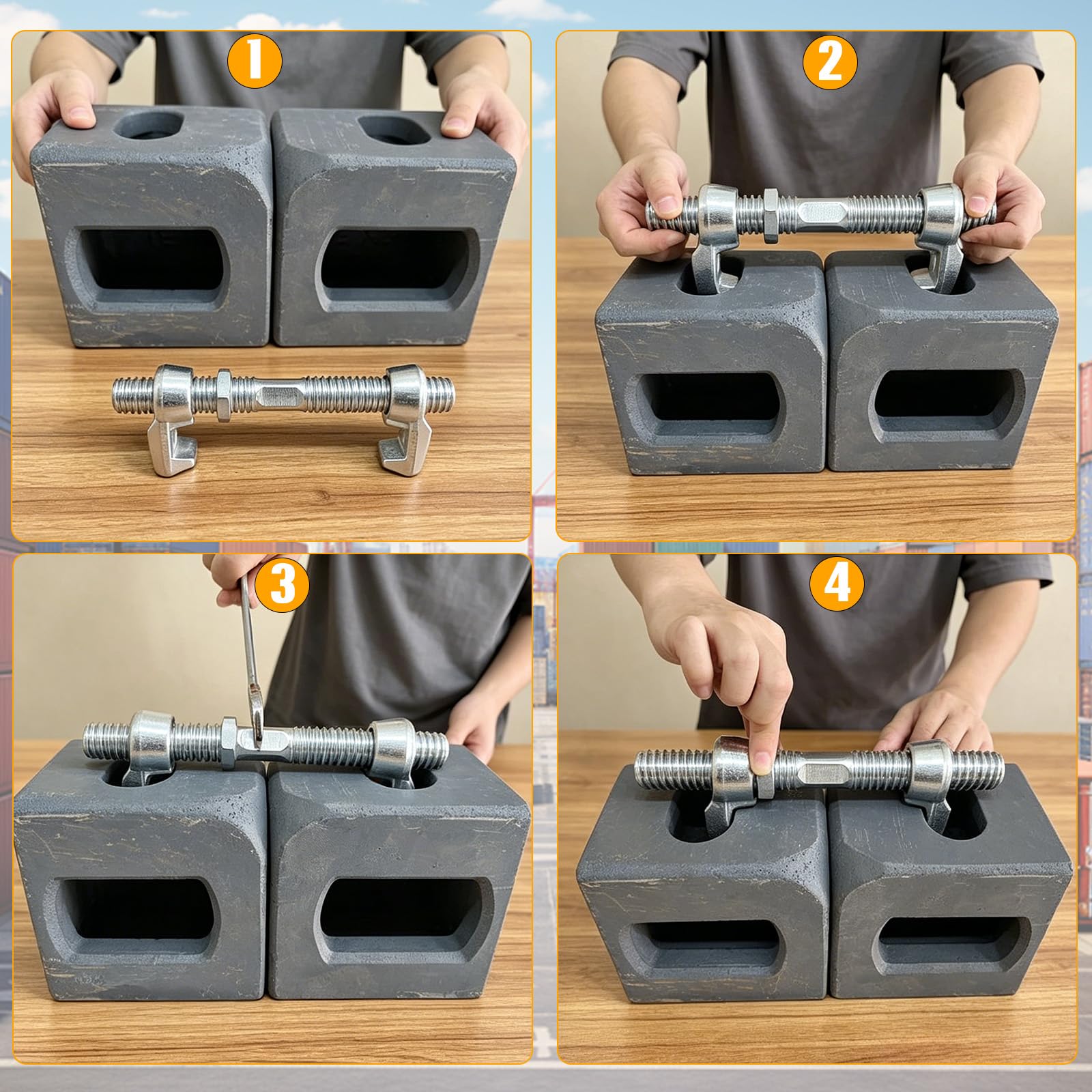 380mm Versandcontainer Brücke Fitting Clamp Connector For Cargo Stacking Scenario 4 Stück Beschlag Klemme Versandbehälterklemme Schraubklemme Für Secure Transport