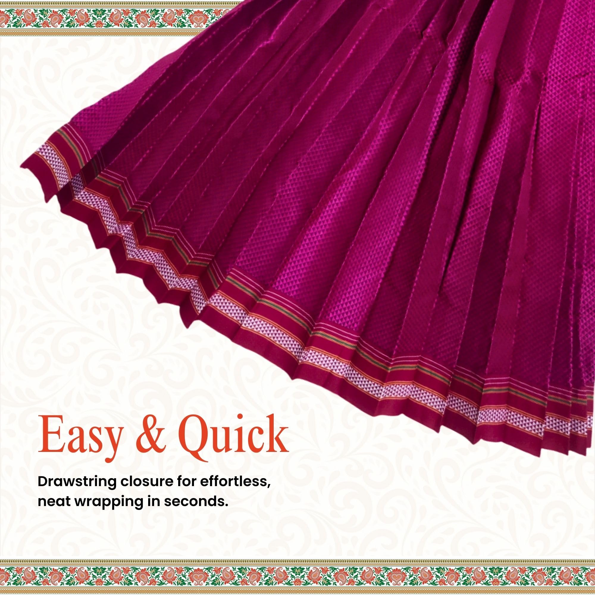 PUNYATVA Gudhi Vastra for Gudhi Padwa Festival (Khun, Pink) | Traditional Maharashtrian Gudi Cover Saree Cloth for GudiPadva | Readymade Ugadi & GudhiPadawa Decoration Pooja Décor 3