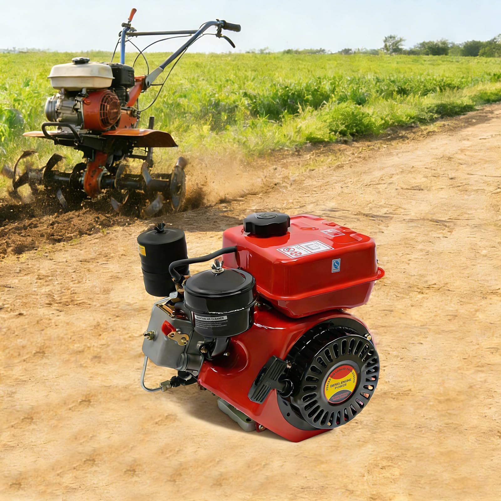 Moteur diesel monocylindre 4 temps 2,2 kW 3800 tr/min Réservoir 3,5 l Rouge