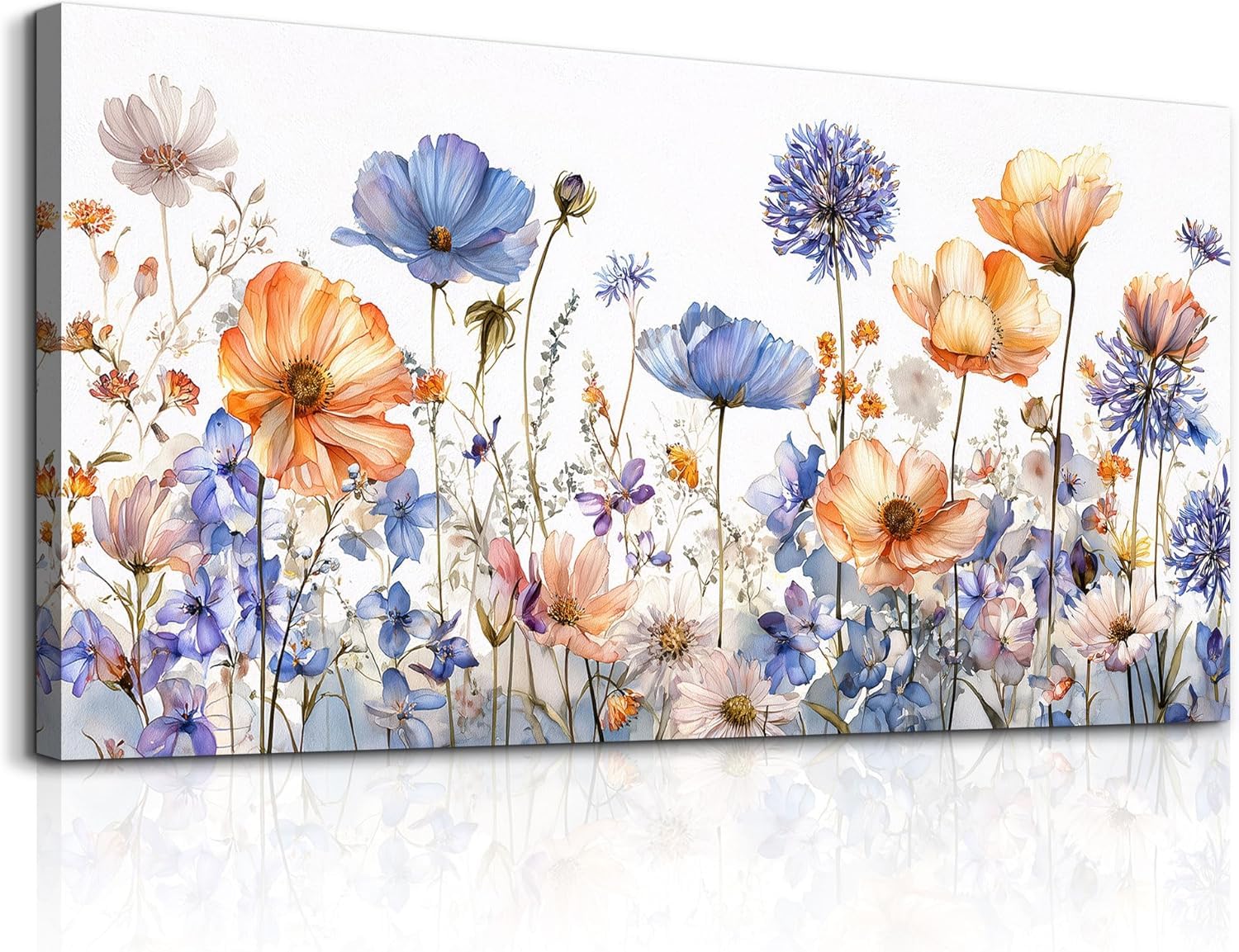 lianyibo Colorful Floral Pictures Wall Art Abstract Painting Rustic Nature Artwork Farmhouse Canvas Prints for Home Office(70x140/Frameless)