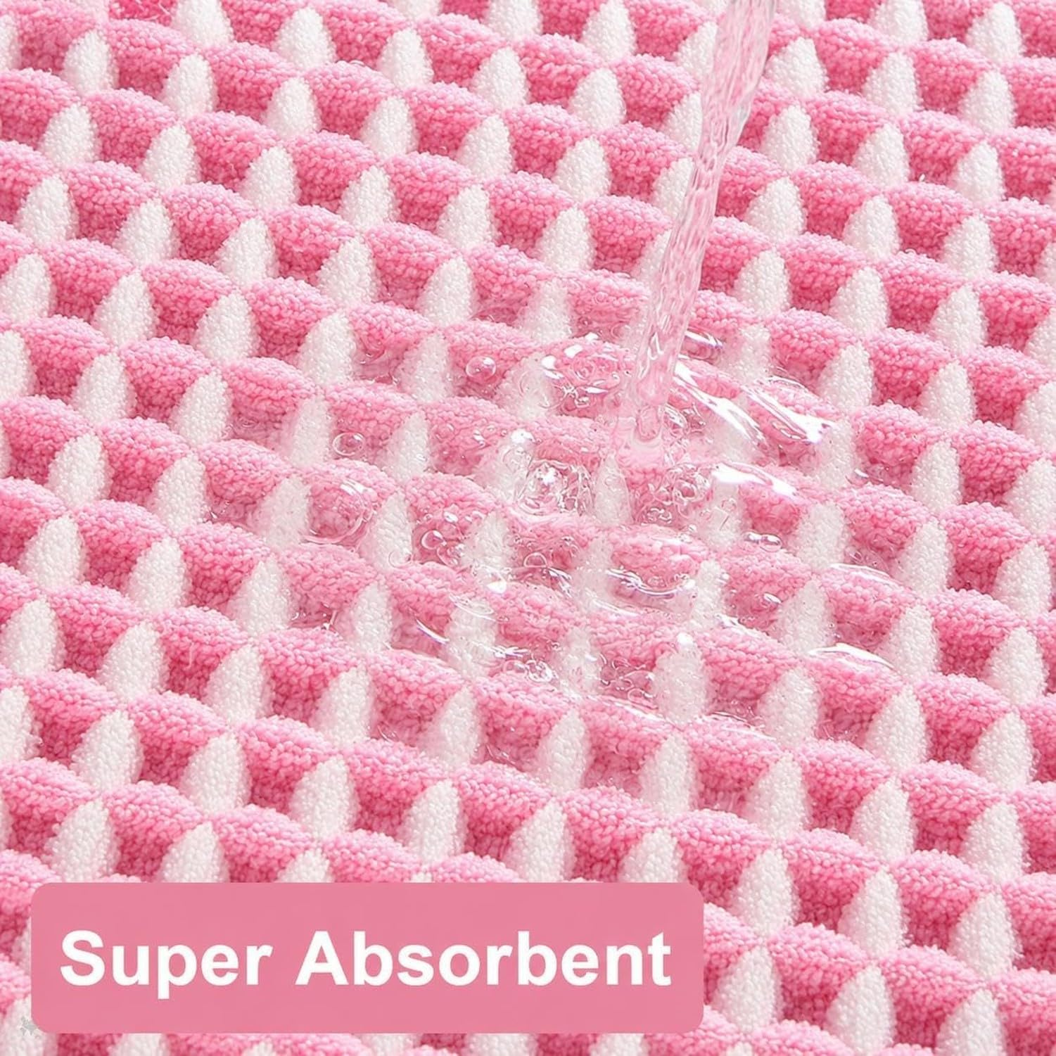 Alfombra de baño gofrada mejorada ultrasuave, súper absorbente y antideslizante con borlas, bordes ribeteados, lavable a máquina, con Base de goma para baño, co, Rosa, 46x76 cm (Rettangolare)