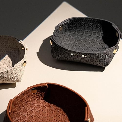 Miniatura 2 de OLETHA Plato estético pequeño para joyas, pequeño soporte plegable para anillos, diseño de celosía, carbón