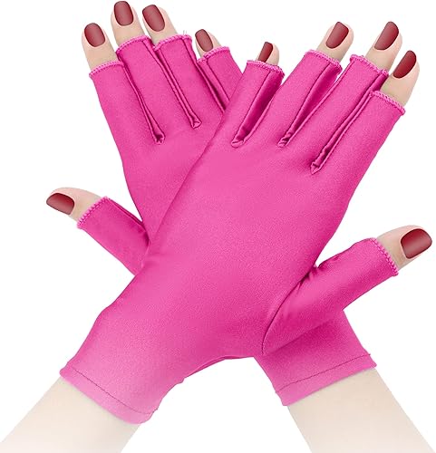 Miniatura 1 de ILHSTY Guante UV para lámpara de uñas de gel, guantes de protección UV para manicura, guantes anti UV sin dedos para mujeres protegen las manos