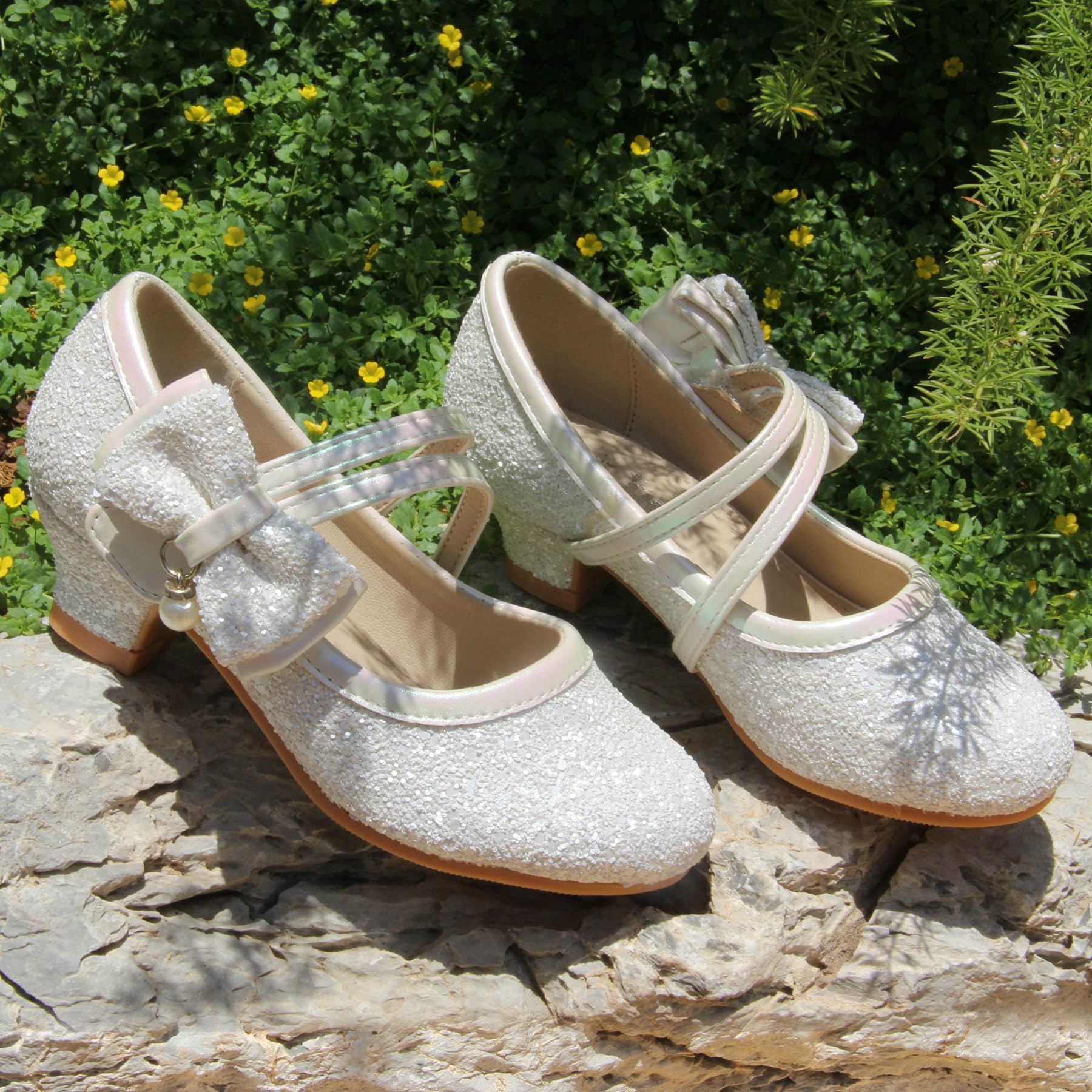 EIGHT KM EKM7018 Mary Jane Chaussure à Talon Fille de Mariage Princesse Ballerine pour Enfant Allumer Fille