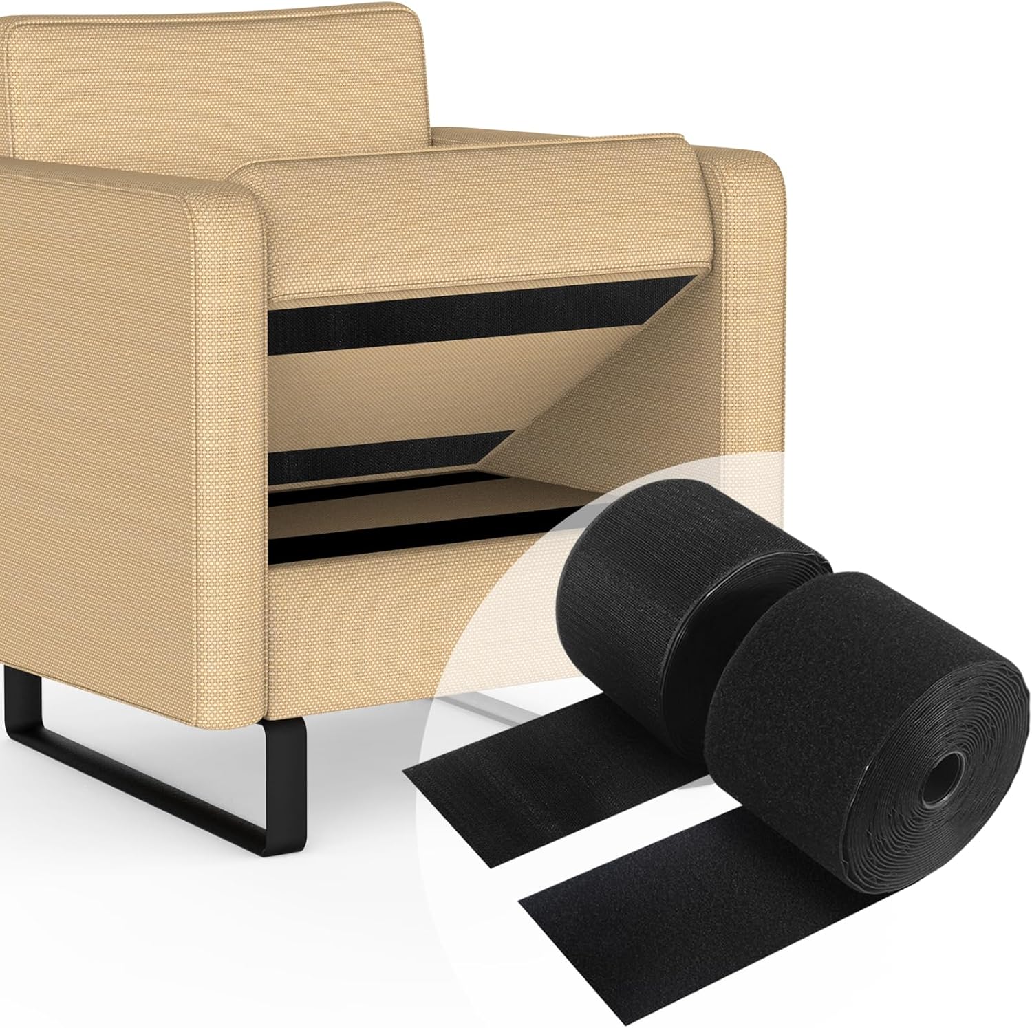 KRUI 20 Ft x 4 In Furniture Hook And Loop Strips for Couch Cushions