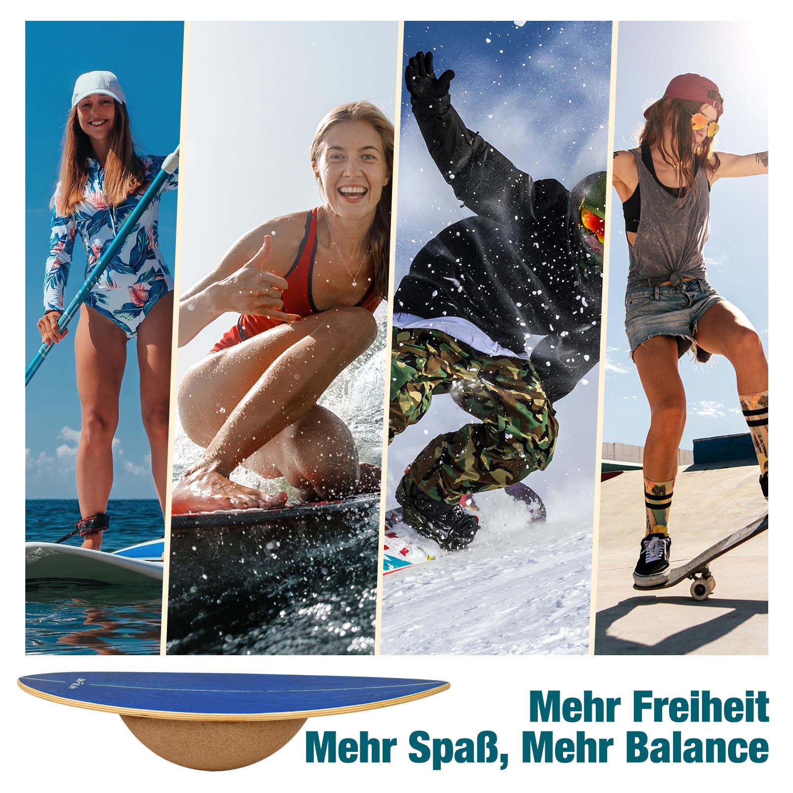 DH FitLife Kork-Halbkugel für Surfing Balance Board Set aus Premium-Kork | 100 % Naturkork｜360° Bewegungsfreiheit｜Rutschfest & bodenschonend｜Universell einsetzbar｜Für Wackelbrett, Plank & Liegestütze