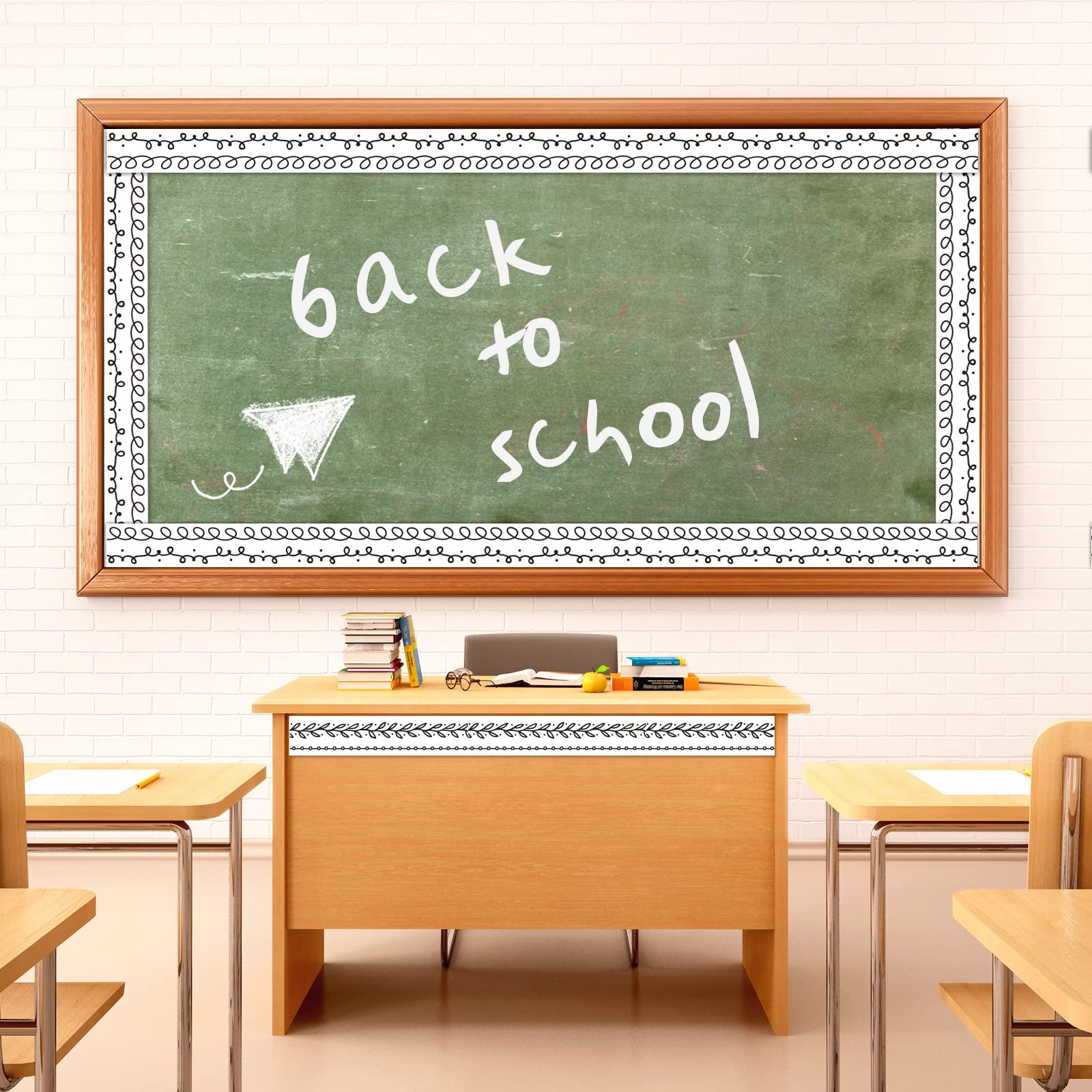 Whaline 32.8ft Burlap Dot Bulletin Board Borders - Brown White Dot Trim For Classroom, Chalkboard Decor