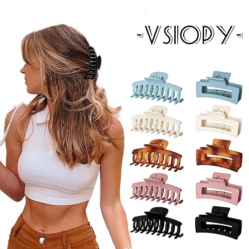 Vsiopy Pinzas de agarre fuerte de 35 pulgadas para mujer accesorios para el cabello grueso y fino antideslizantes pinzas de pelo de tortuga grande 2