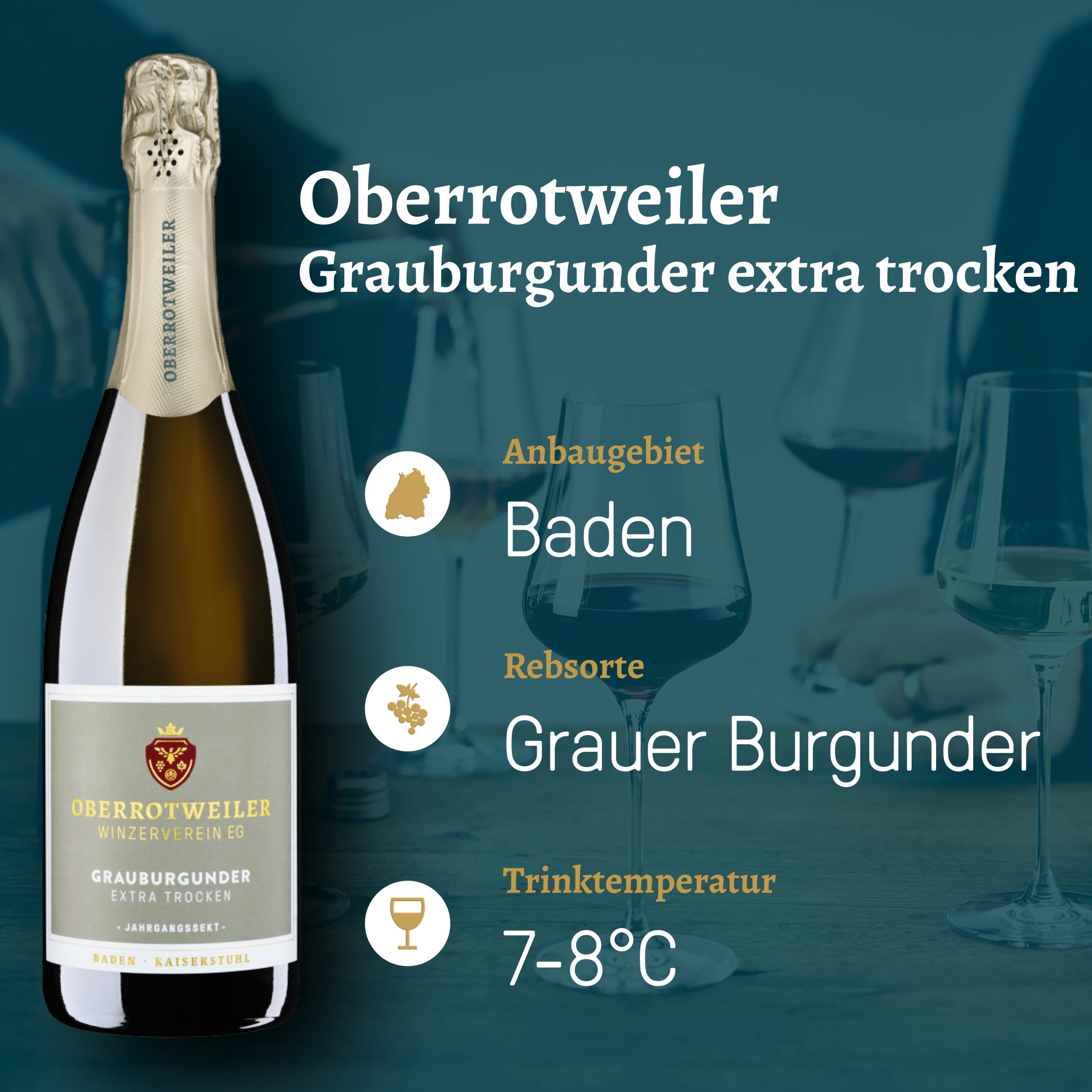 Oberrotweiler Bubbly Wein-Paket - Probierpaket mit Grauburgunder, Rosé & Muskateller Sekt extra trocken - feinperlig, frisch & perfekt als prickelndes Geschenk (3 x 0,75 l)
