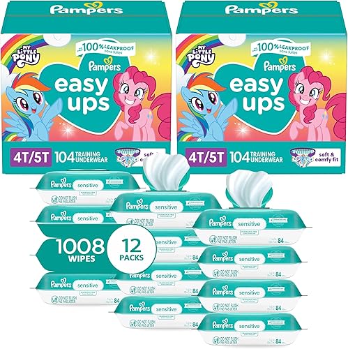 Pampers Easy Ups - Pantalones de entrenamiento para niñas y niños 4T-5T talla 6 suministro de 2 meses 2 x 140 unidades con toallitas sensibles a