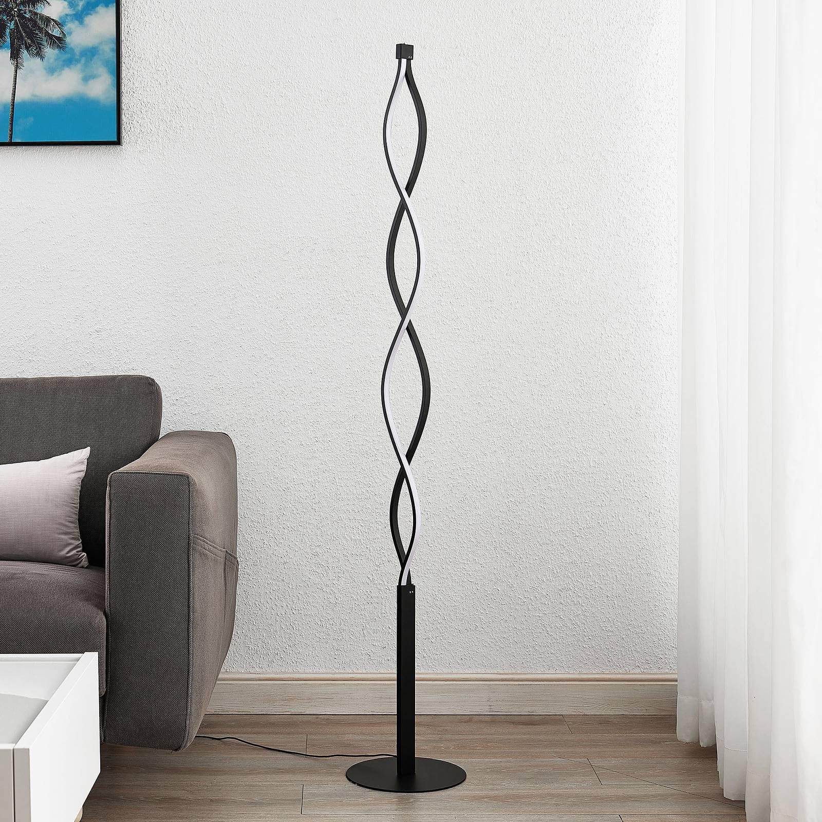 Lindby LED Stehlampe Metall, dimmbar per Touchschalter Stehleuchte schwarz 150 cm Standleuchte Wohnzimmer Schlafzimmer Büro Wohnzimmerlampe 20W