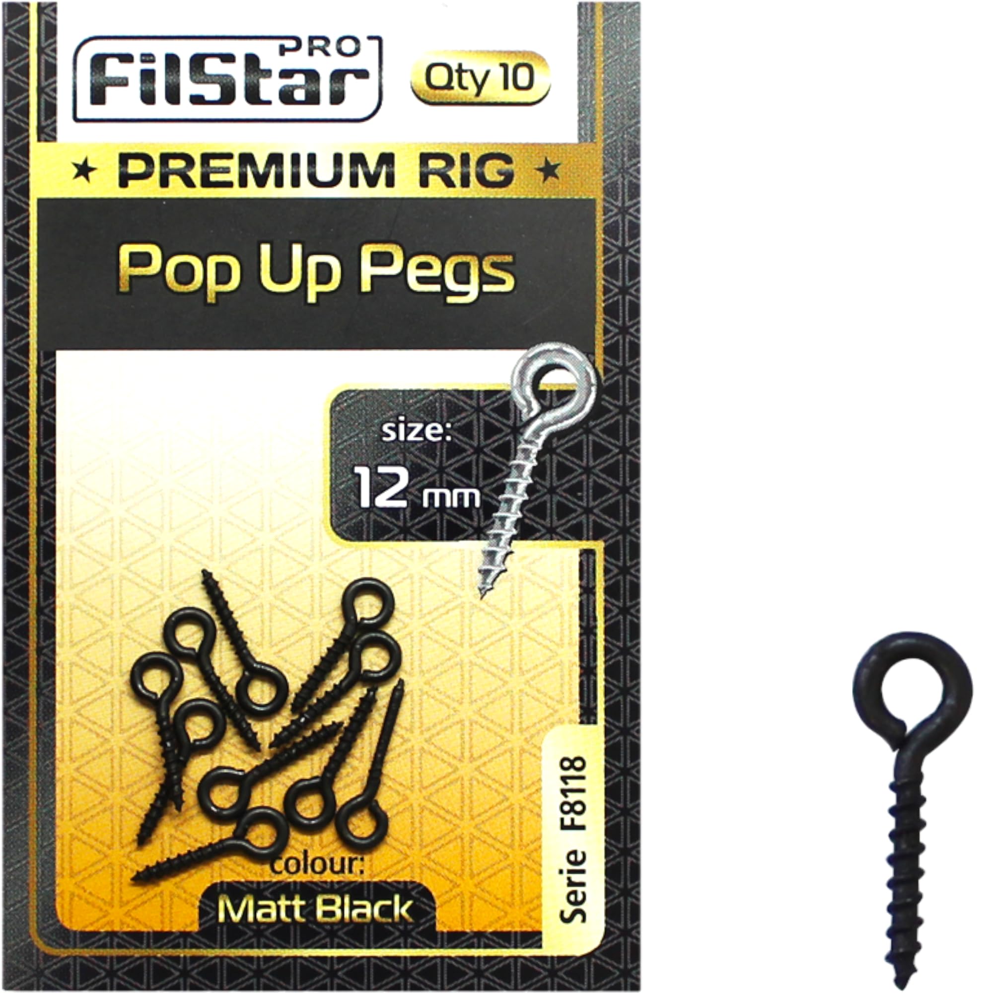 PRO FILSTAR Pop Up Pegs for Boilies 10 Pieces 12 mm, Bait Screws Pop Up for Fishing Hooks, Carp Fishing Screw