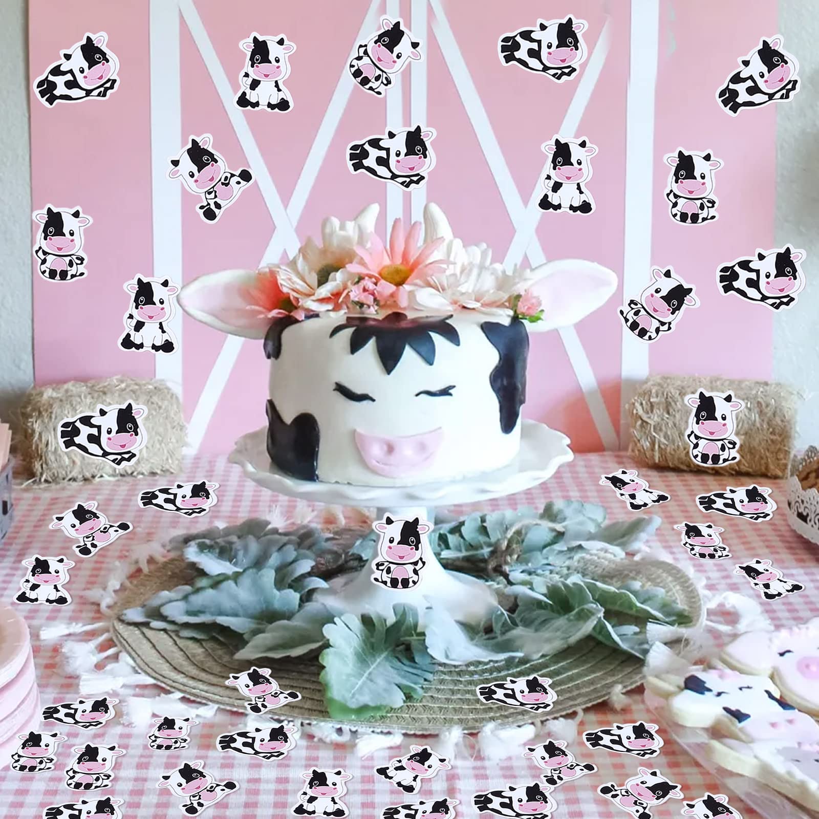 200pcs Cow Confetti For Baby Shower, Cow Baby Shower Decorations Girl Pink Cow Print Confetti Tables Farm Animal Party Supplies Electronics Accessories
