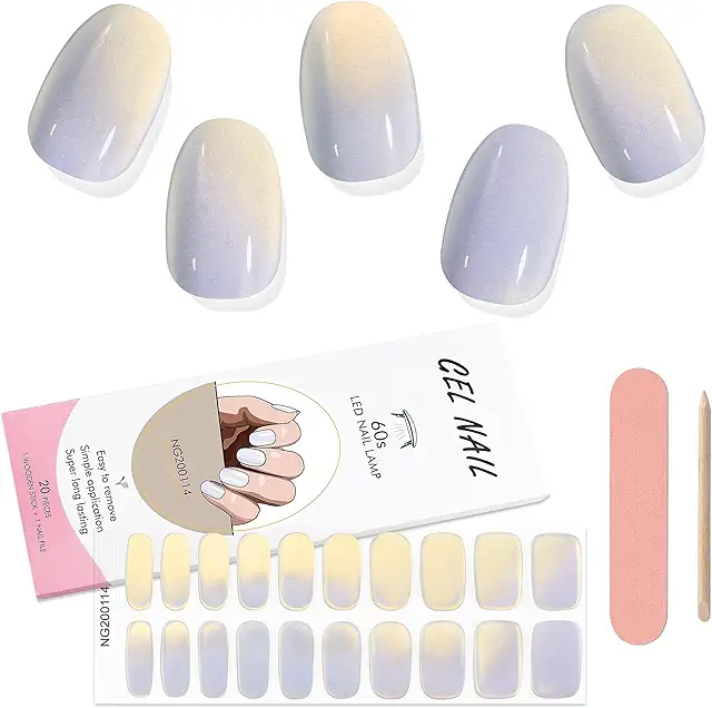 Kalolary Semi-Cured Gel Nail Polish Strips - 20pcs Gel Stickers with File & Stick