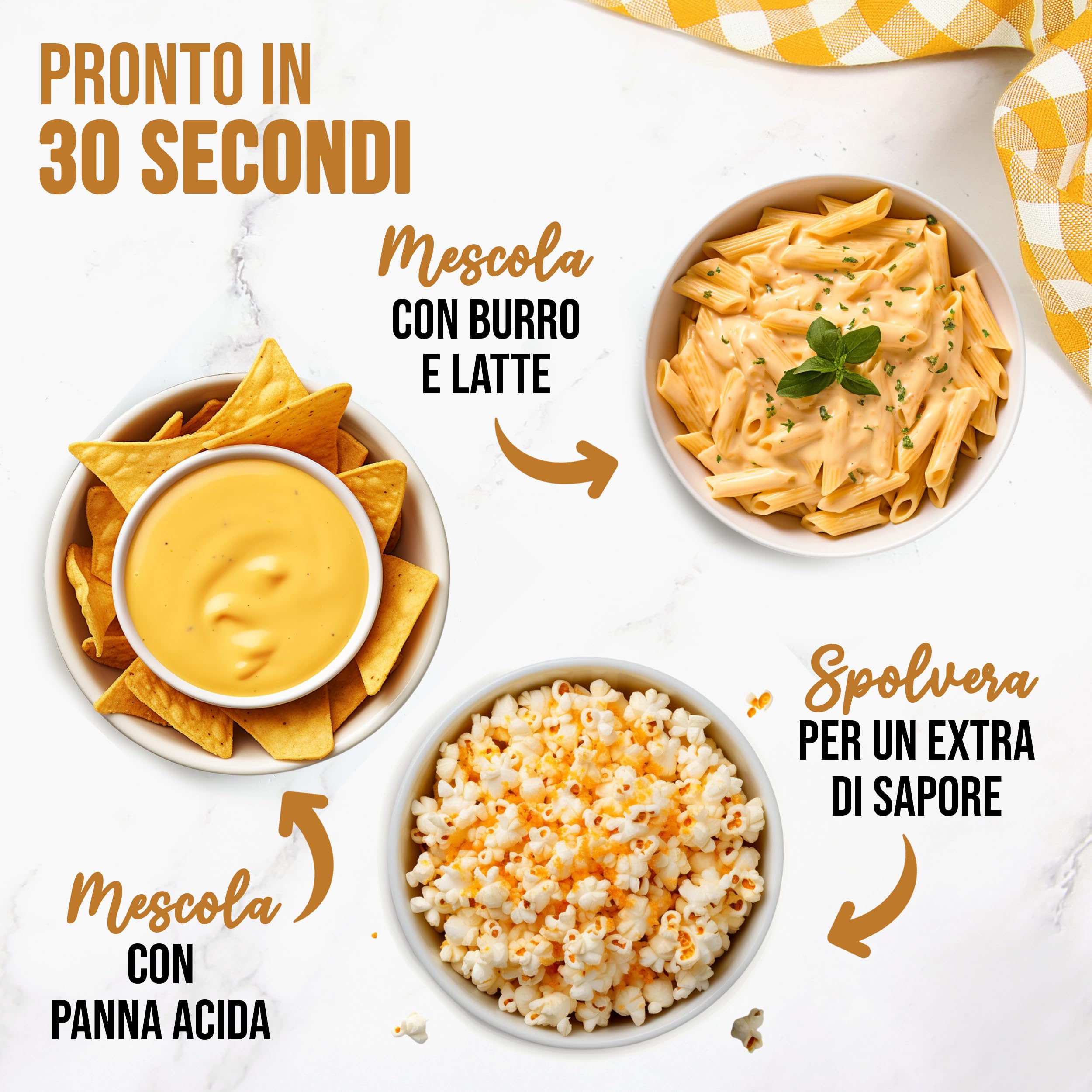 EASY YUMMY - Polvere di Formaggio Cheddar 300 g – Gusto di Formaggio Istantaneo per Piatti & Snack – Sempre Pronto, Senza Frigo – Prodotto in Europa con 100% Formaggio Reale – Colorazione Naturale