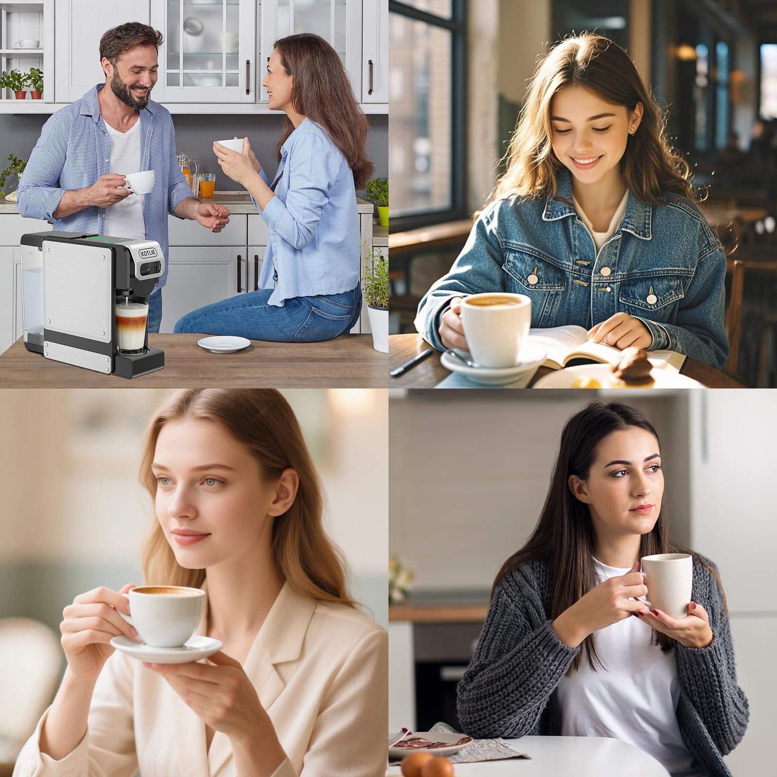 Macchina da caffè a capsule ST-550, Macchina da caffè 4 in 1,per Nespresso Original/per Dolce Gusto/per A Modo Mio e caffè macinato, con serbatoio dell'acqua da 1 litro | 4 in 1 per capsule e polveri NES Original/DG*/Mio*, 7 quantità di acqua, serbatoio d