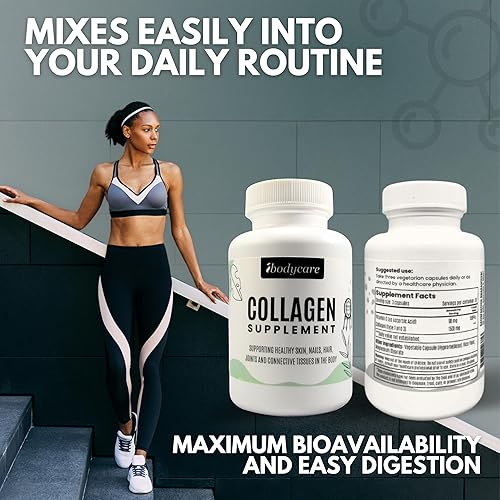 Miniatura 5 de Suplemento de colágeno tipo 1 y 3  Cápsulas de colágeno activado con vitamina C  Fácil de digerir premium pelo piel uñas uñas articulaciones,