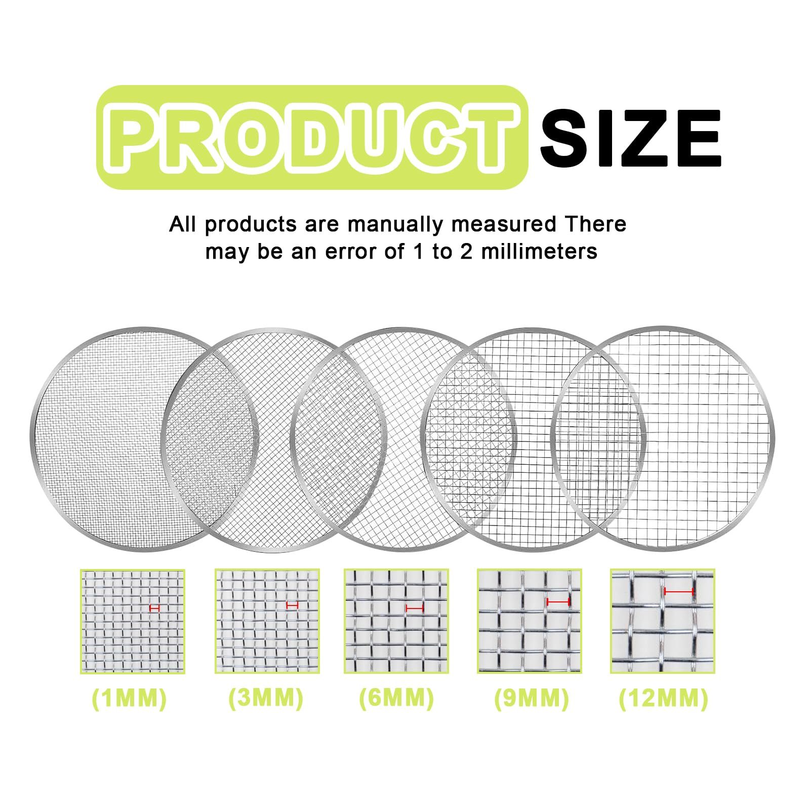 Tamis De Jardin Rond 25cm Tamis De Jardin en Acier Inoxydable, 5en1 Tamis Jardin avec 5 Tamis Interchangeables Ø 1,3,6,9,12 Mm Tamis À Compost pour Terre, Compost, Semences, Sable