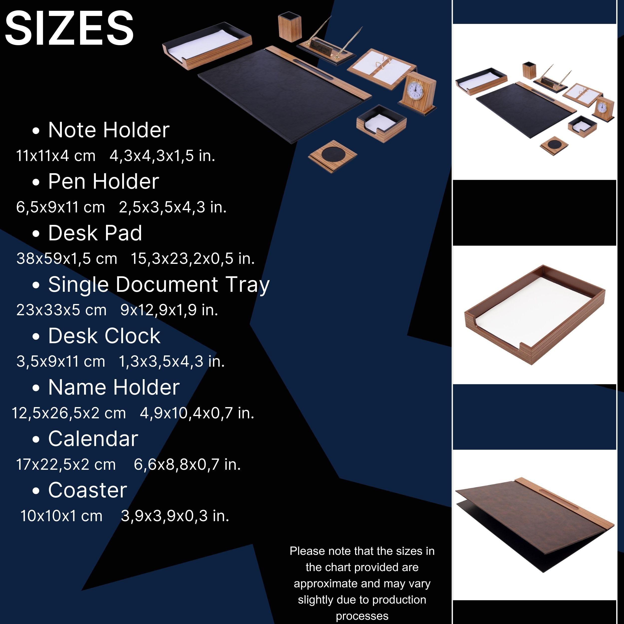 Set da scrivania in legno, 11 accessori, organizer da scrivania per ufficio, vassoio documenti, accessori da scrivania da ufficio, tappetino da scrivania, 11 pezzi (nero)