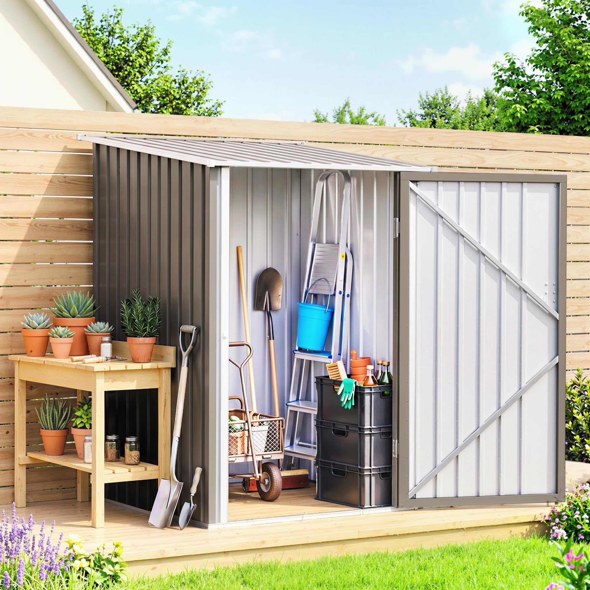 Outsunny 3' x 3' Lean-to Garden Storage Shed
