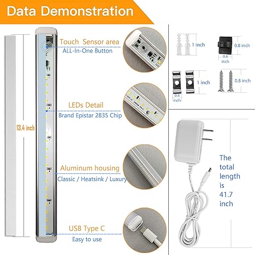 Miniatura 3 de Jukomingda Touch - Kit de iluminación LED para debajo del gabinete, kit de iluminación regulable debajo del mostrador para encimera de cocina,