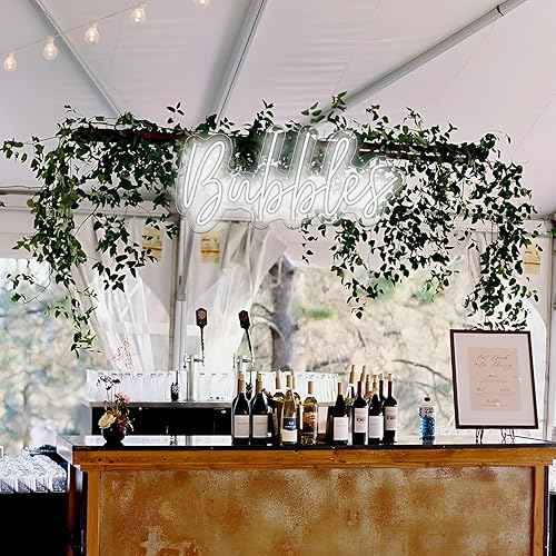 Miniatura 5 de Letreros de neón de burbujas para decoración de pared, exhibición de bebidas de 23.6 x 11 pulgadas, letrero de neón iluminado para boda, compromiso,