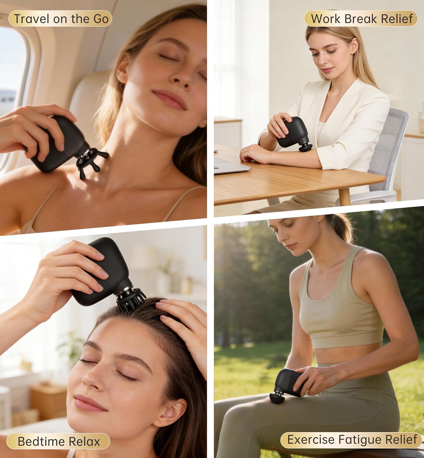 Mini Massage Gun Portable Deep Tissue Percussion Muscle Massager Lightweight Handheld Electric Quiet Massager Gun for Pain Relief High Intensity Silent Body Massager for Travel Gifts for Women Black
