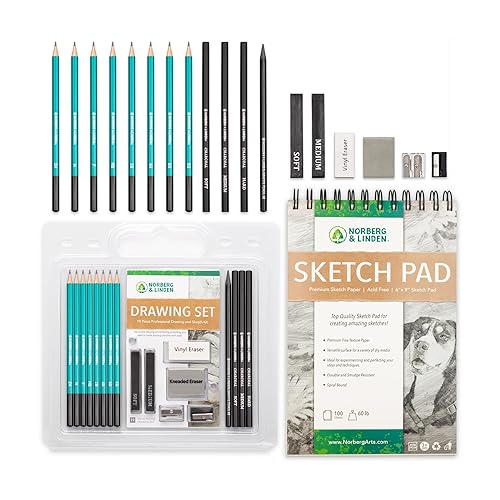 Drawing Set - Sketching and Charcoal Pencils - 100 Page