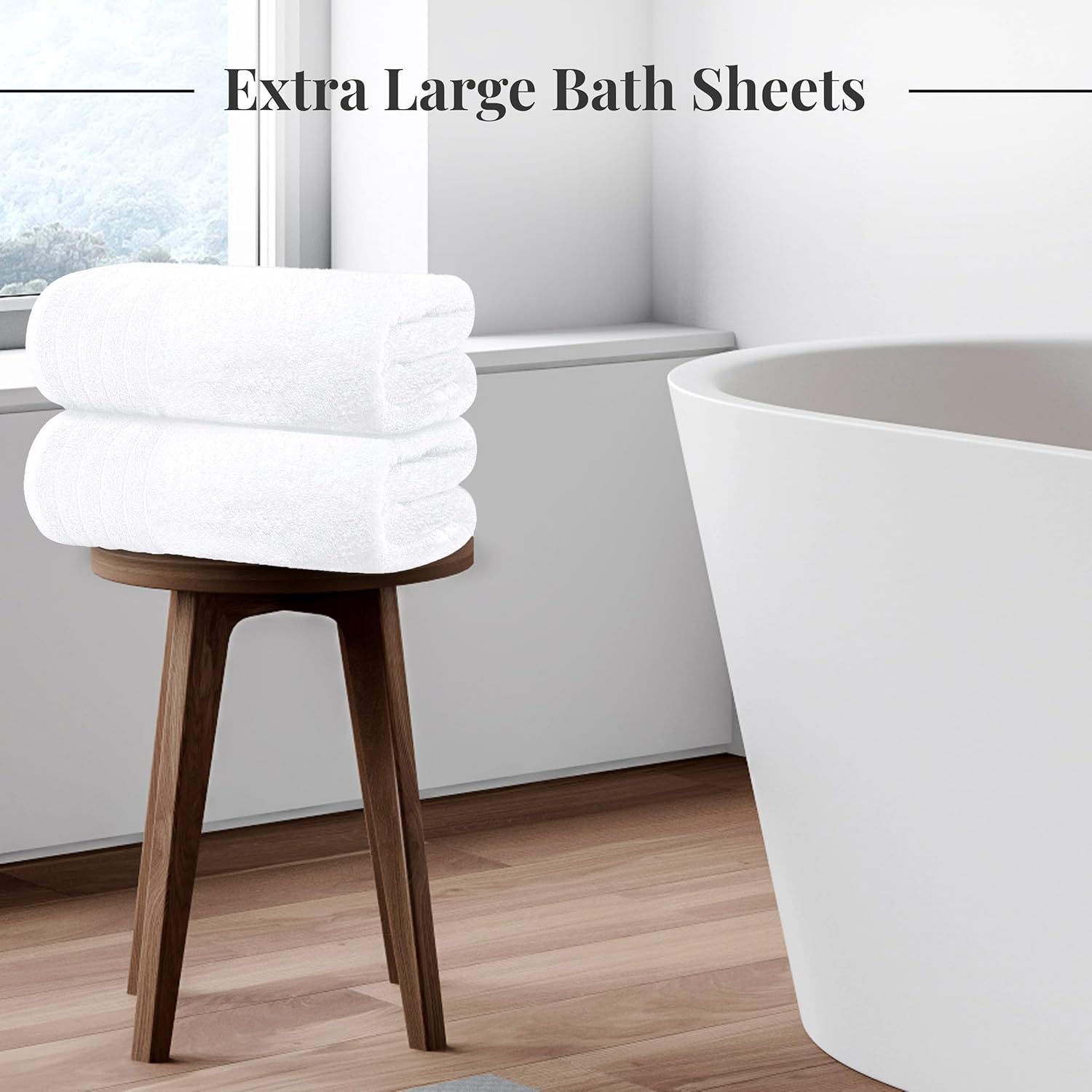 Tens Towels Pack of 2 Extra Large Bath Sheets 35 x 70 Inches, 100% Cotton, Larger & Lighter Weight, Quicker to Dry, Super Soft & Absorbent, Oversized Bath Towels, White - Image 2