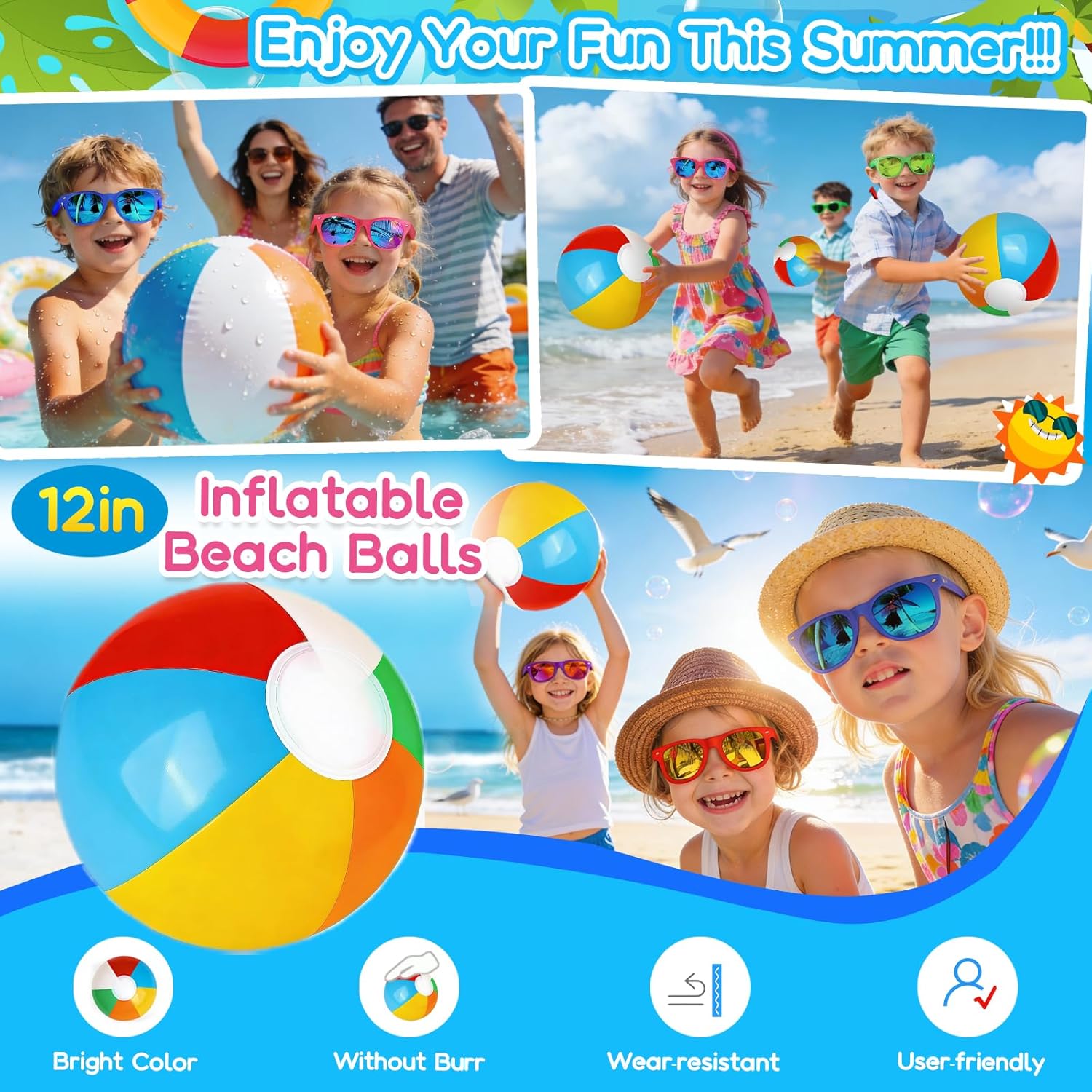 Pool Party Favors and Beach Party Favors 168pcs Summer Party Toys for Kids,Including Beach Balls, Sunglasses, Bubble Wands Party Supplies for Summer Birthday Ages 4-8 8-12