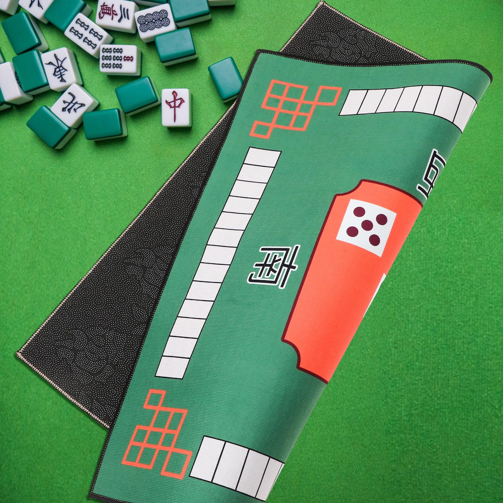 Tapete Cuadrado para Mesa de Dominó y Juegos de Mesa, Antideslizante de Goma Verde, Decorativo y Lavable para Uso en Interiores