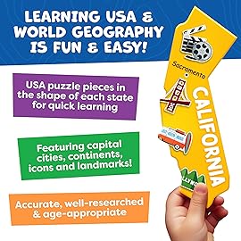 Puzzles for Kids Ages 4-6-8-145pcs World Map & United States Puzzle - Educational Toys for 4+ Year Old - Christmas Gifts for Grandkids, Smart Kids - Gifts for 4 Year Old Girl, Boys