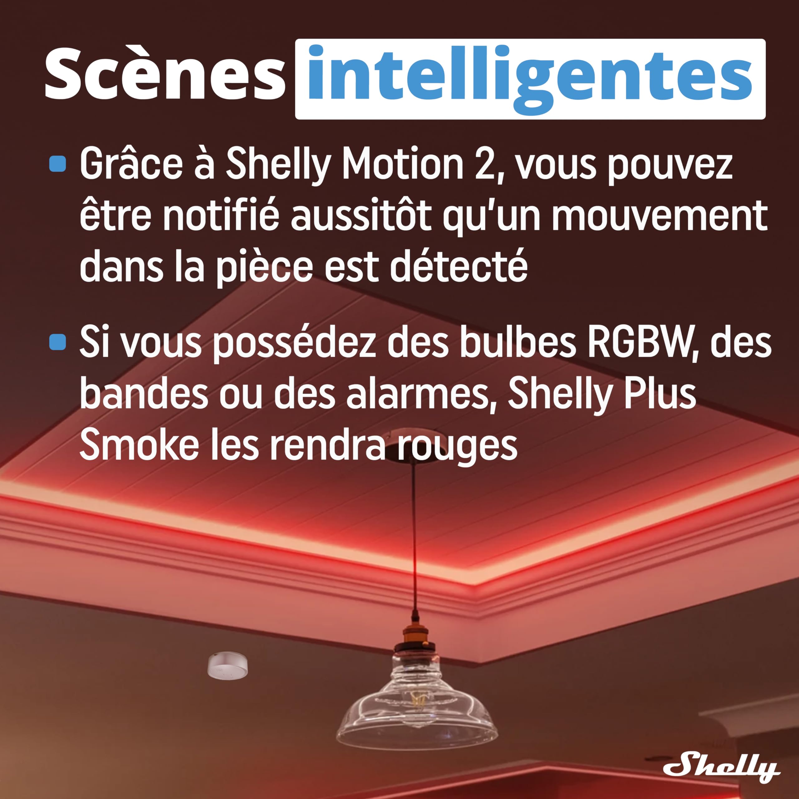 Shelly Plus Smoke Alarm - Détecteur de fumée connecté, Alarme Incendie Wi-FI sonore et Lumineuse, Conforme à la Norme EN14604, Notification app immédiate, Pile 5 Ans remplaçable