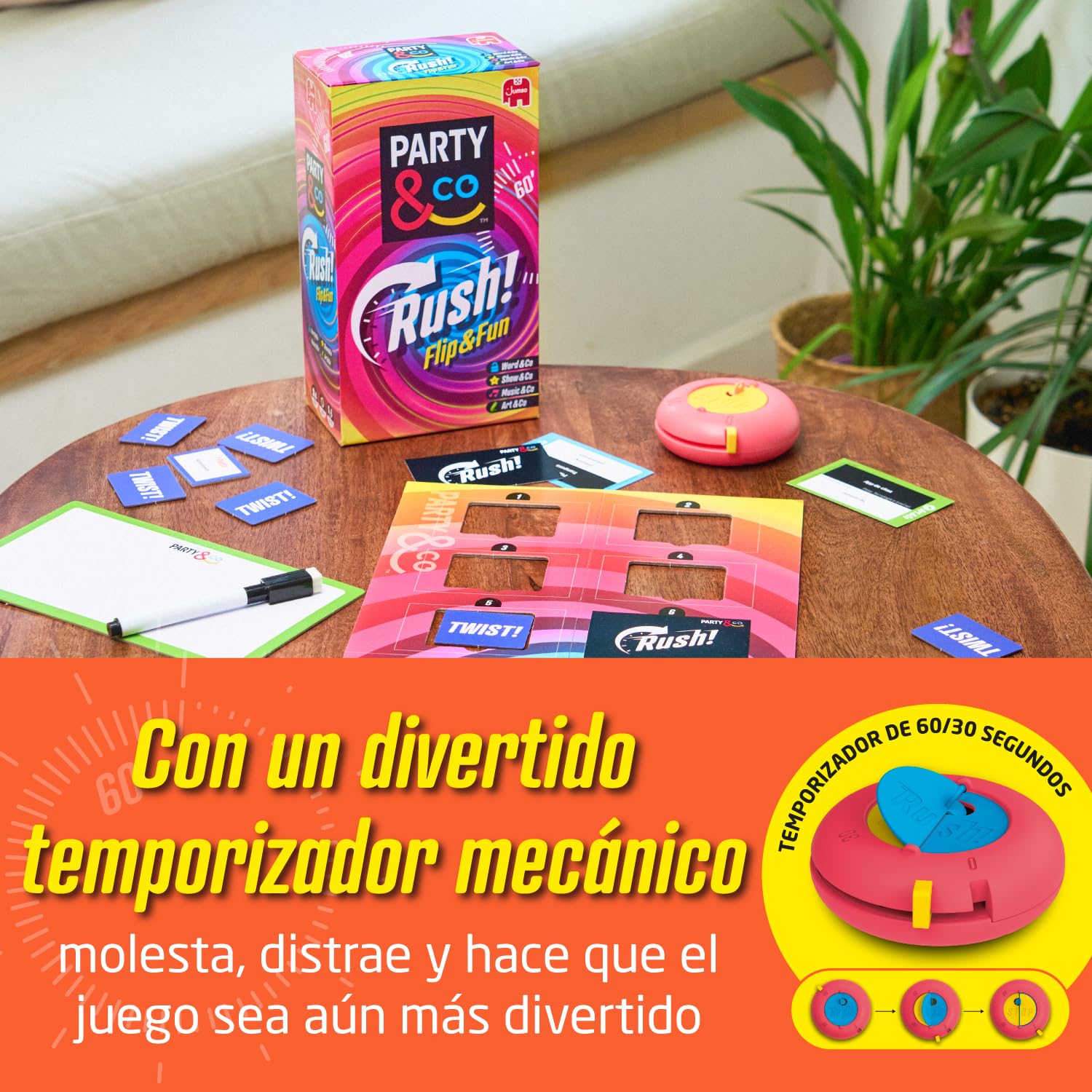 PARTY & CO. Rush - Juego de Mesa multiprueba, Divertido y por Equipos, Juego para Fiestas, Recomendado a Partir de 14 años