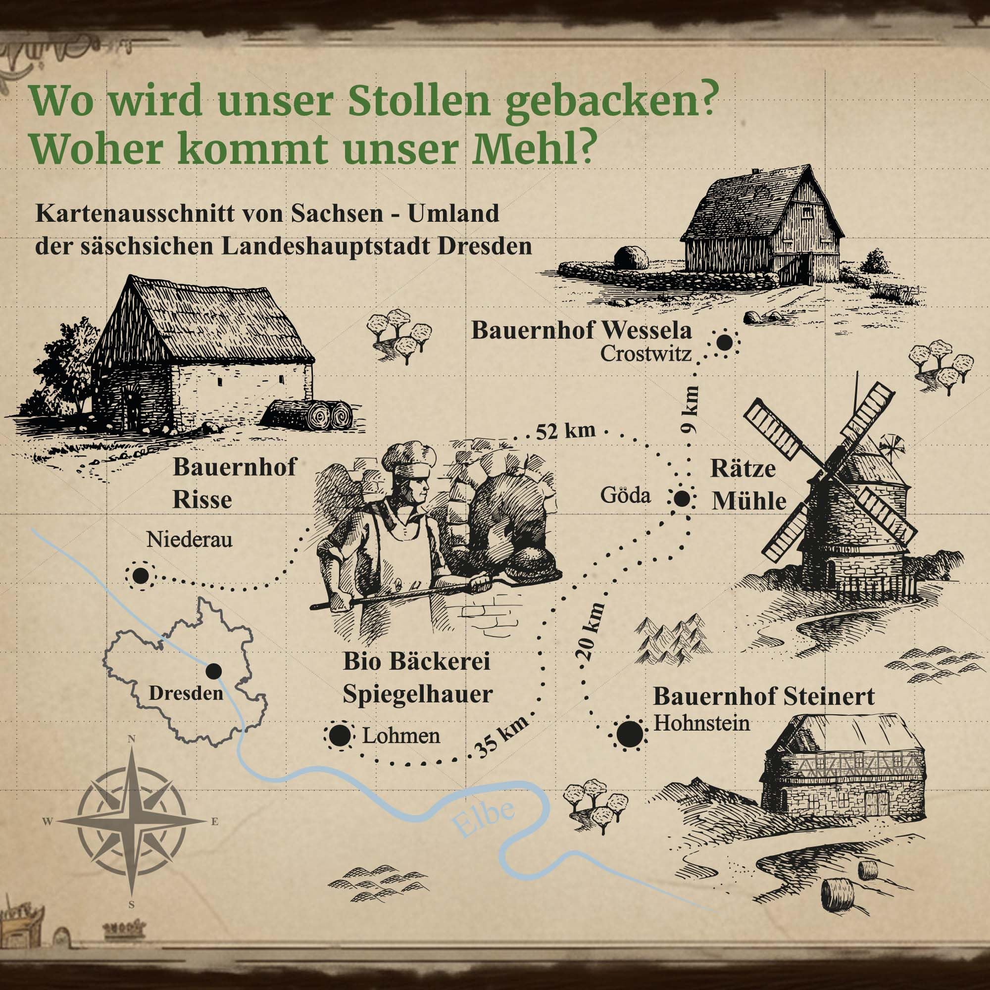 Bäckerei Spiegelhauer Demeter Christstollen Bio Stollen 1 kg aus Sachsen Stollen im Präsentkarton ohne Palmöl Stolle