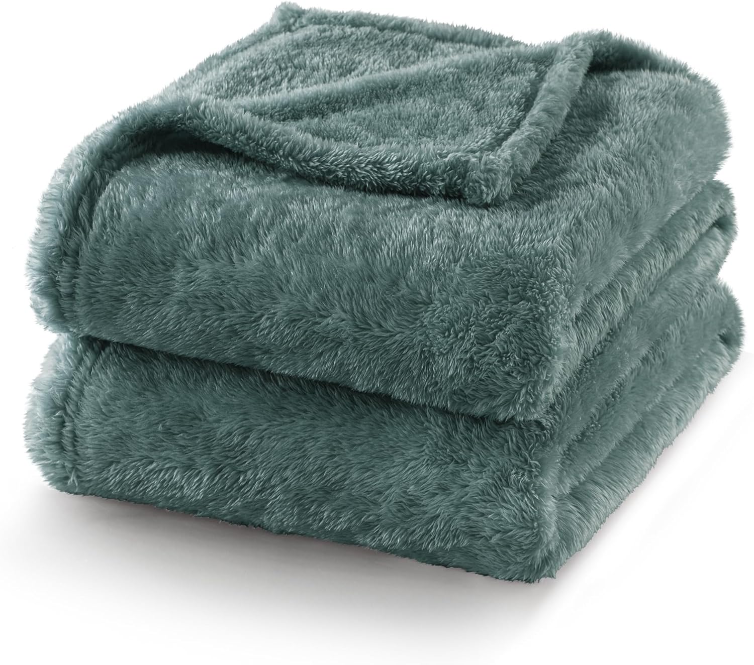 Exclusivo Mezcla Plush Fuzzy Fleece Bed Blanket King Size, Super Soft, Fluffy and Warm Blankets, Suitable for All Seasons (Celadon, 90x104 Inches)