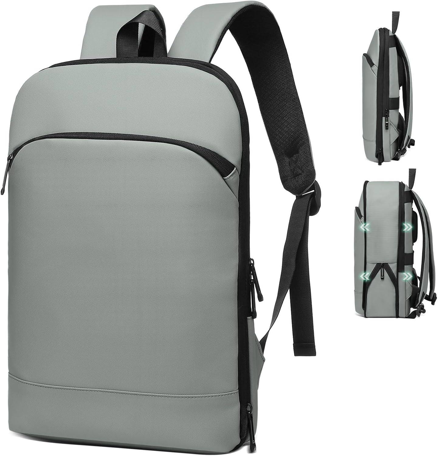 Slim Laptop Backpack for Men, Expandable Business Backpack with 16" Laptop Compartment - TSA 15L-25L Capacity Lightweight for Work Office, Black