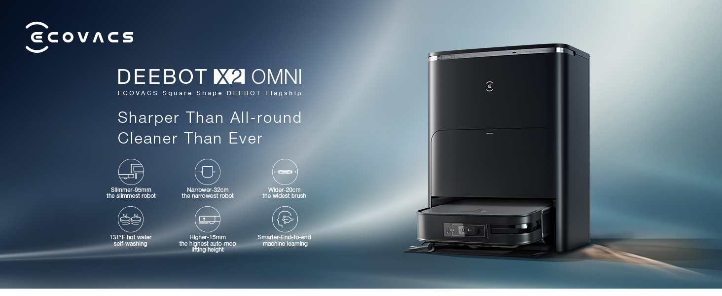 ECOVACS DEEBOT X2 OMNI | 8000pa,15mm Auto Mop Lifting, Auto Empty