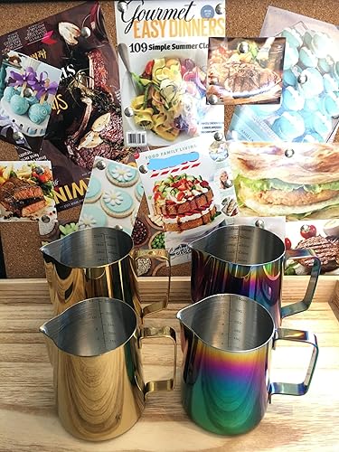 Miniatura 7 de Jarra de espuma de leche de 20 onzas, taza de acero inoxidable, perfecta para café con leche, capuchino, espumador de leche de acero inoxidable,