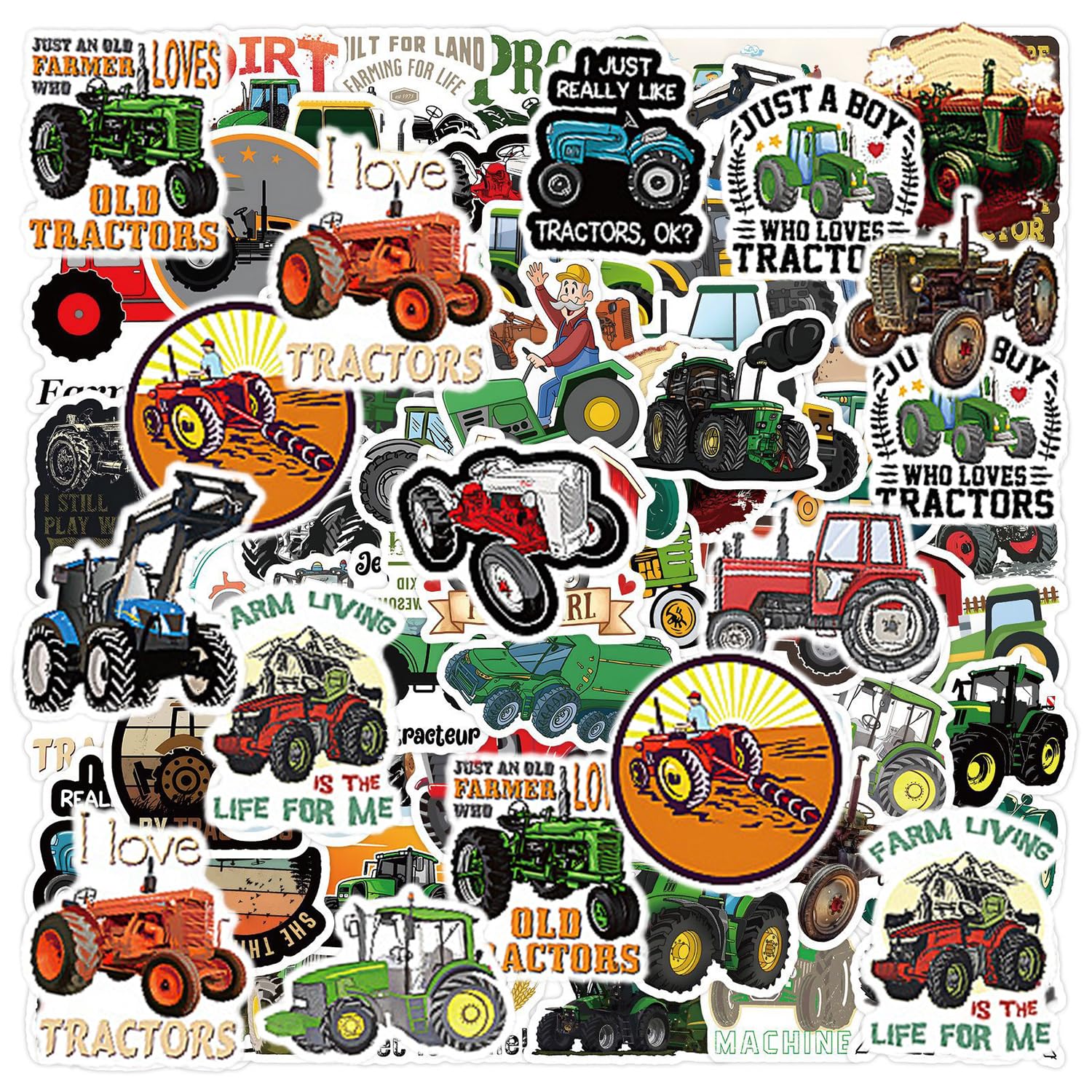Lsyysl Multicolor 120 Agricultural Tractor Stickers, Waterproof Stickers, Creative Stickers, Can Be Used To Decorate Skateboards, Notebooks, Scrapbooks, Etc.