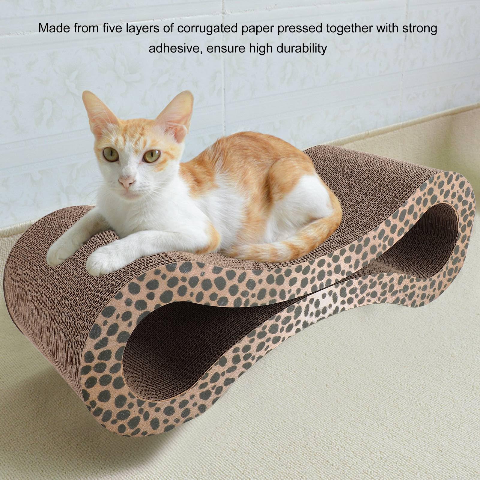 Tiragraffi per Gatti Lounge Protezione per Mobili Letto in Cartone Ondulato per Gatti Tiragraffi Ergonomico Extra Spesso (Colore leopardo)